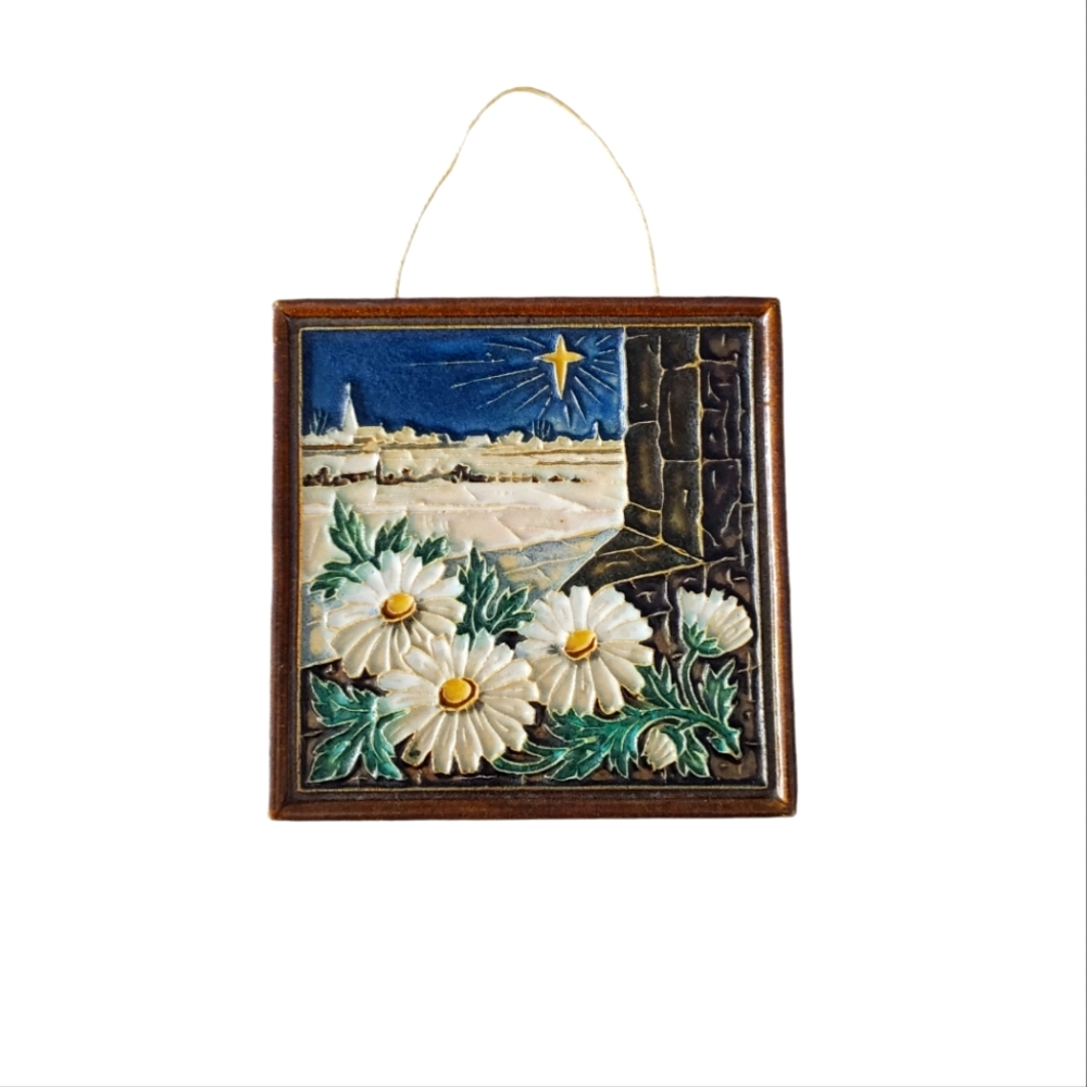 1940's Royal Delft Cloisonne tile, Floral Star Design